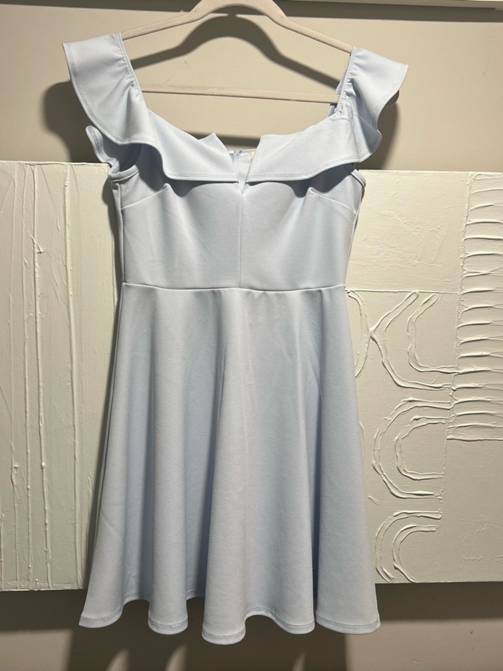Altar'd State Light Blue Ruffle Off-Shoulder Mini Dress